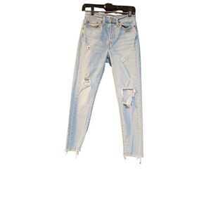 Levis Button‎ Fly Wedgie Skinny Jeans Distressed Blue 27x26.5 Light Wash Preppy